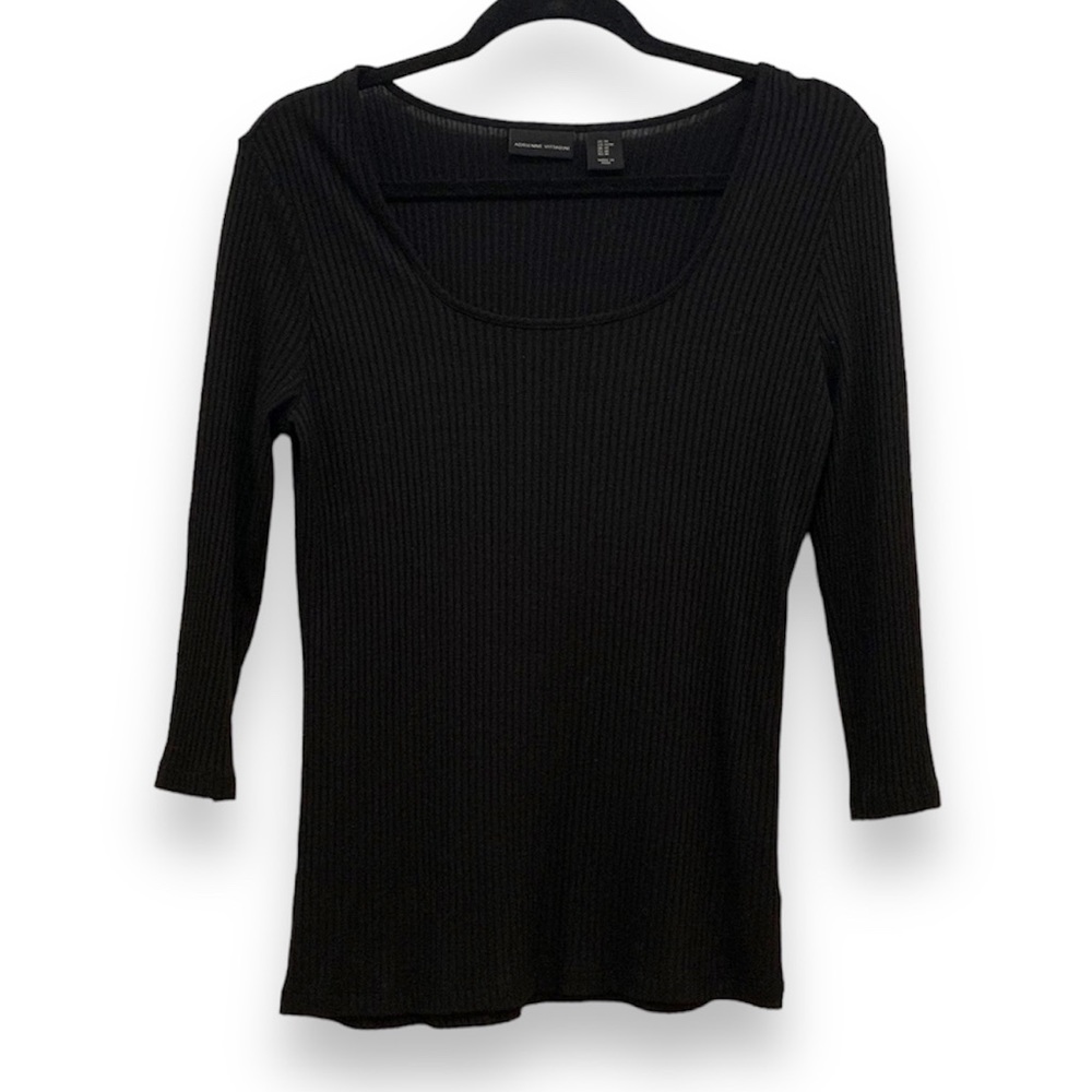 Adrienne Vittadini Black Ribbed Sweater